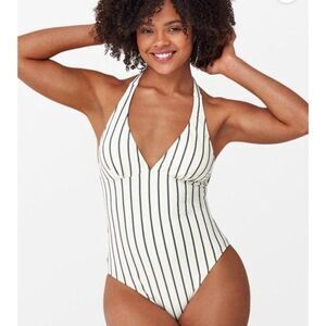 Cupshe Alice Stripe Halter One Piece Swimsuit Large NWT
